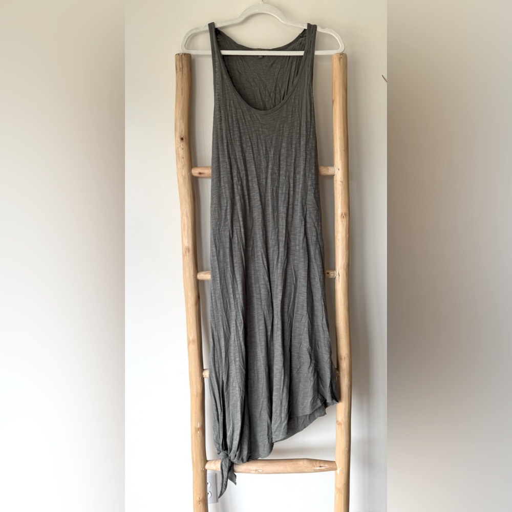 Lilla P Asymmetrical Racerback Crinkle Pima Cotton Blend Racerback Maxi Dress XS